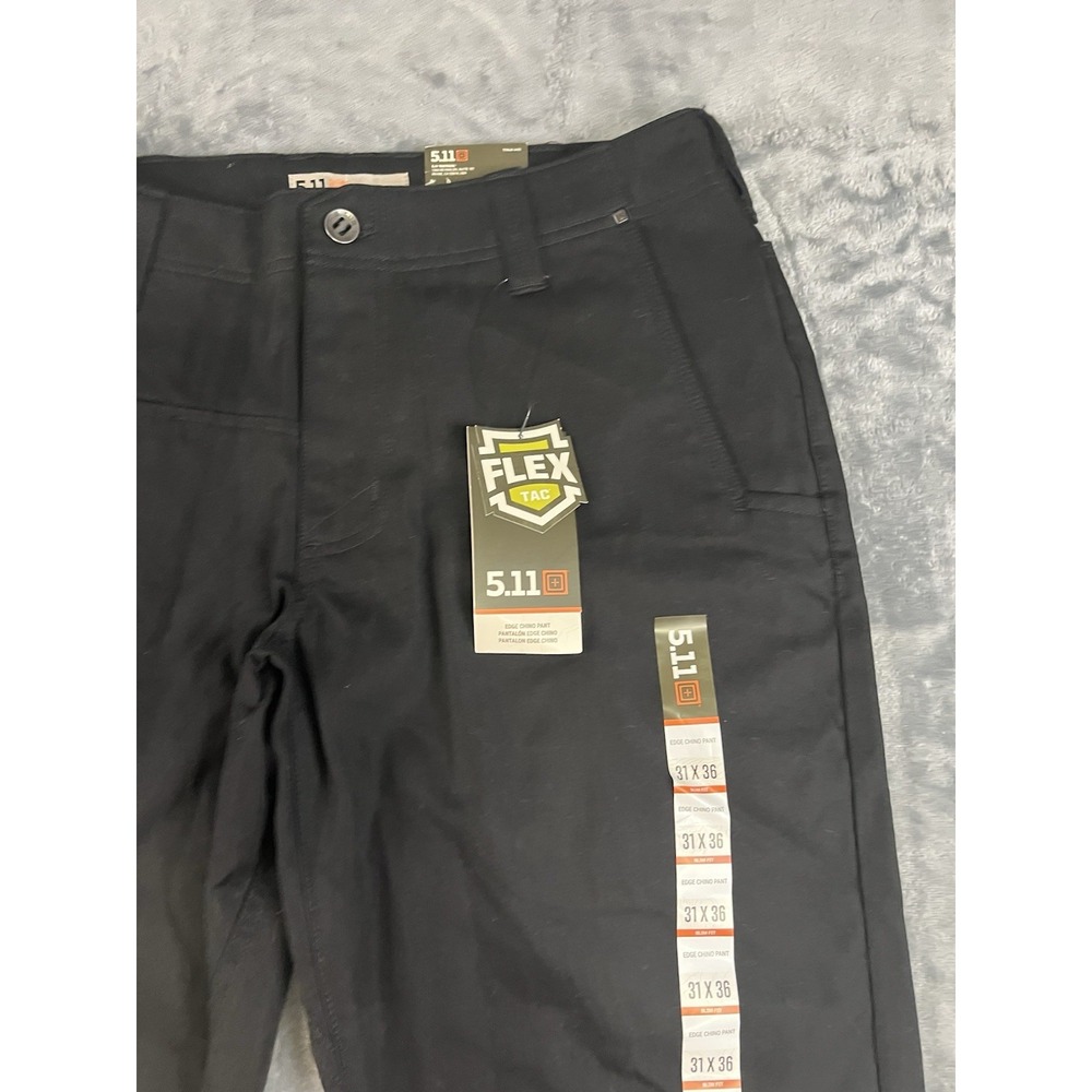 5.11 Tactical Flex-Tac Edge Chino Pants Slim Fit 31x36 Black Cotton 74441 - Picture 6 of 16